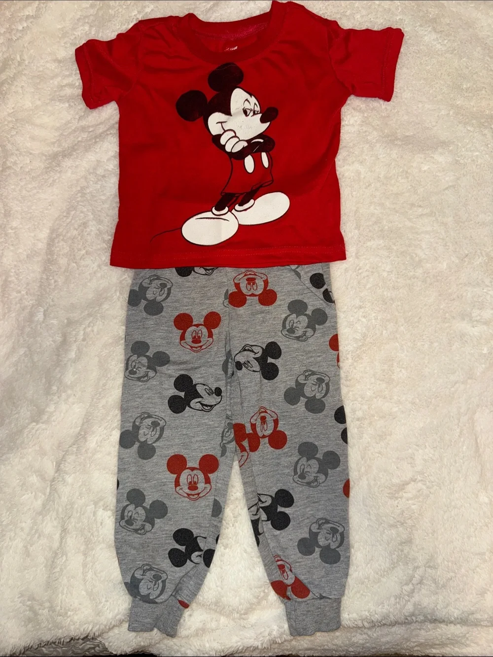 Disney Red and Gray Mickey Mouse Pajama Set